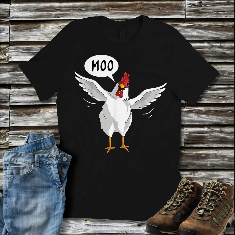 Chicken saying moo Funny Cow Chicken Moo Funny Chicken T-Shirt Unisex Standard T-Shirt black s